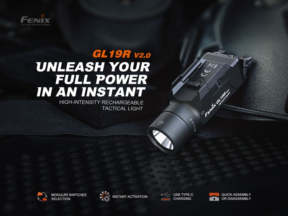 Fenix GL19R V2.0 Rechargeable Tactical WML Flashlight 1200 lumens