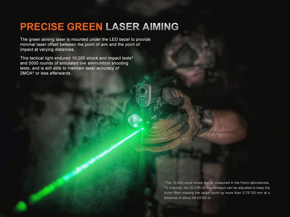 Senter Fenix GL23R Green Laser Tactical WML