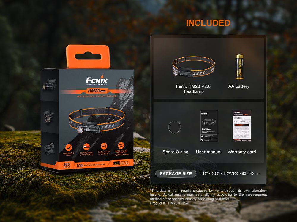 Fenix HM23 V2.0 Senter Kepala Ultralight dengan Sumber Cahaya Putih dan Merah