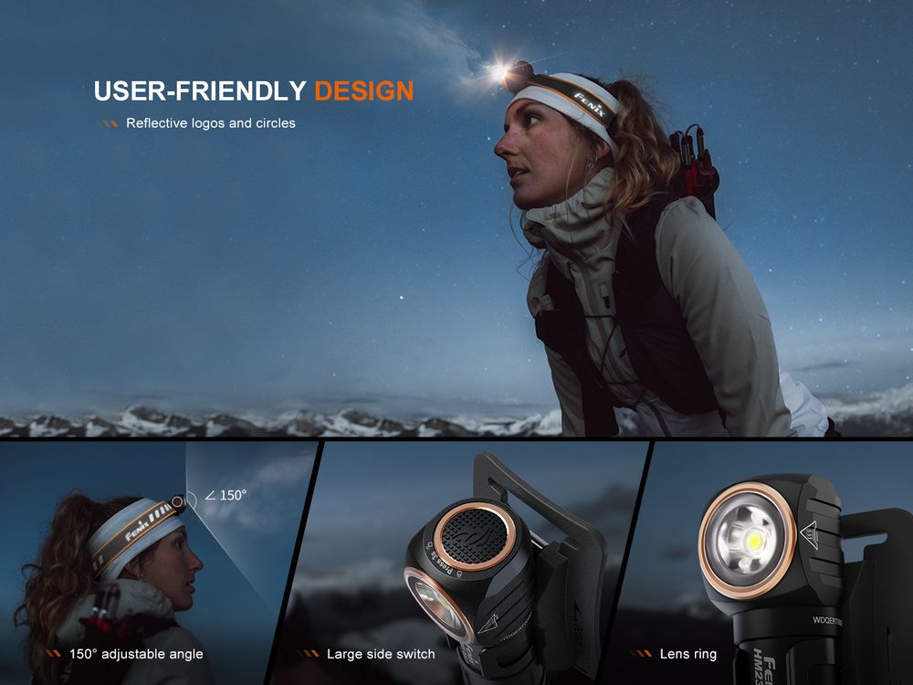 Fenix HM23 V2.0 Senter Kepala Ultralight dengan Sumber Cahaya Putih dan Merah
