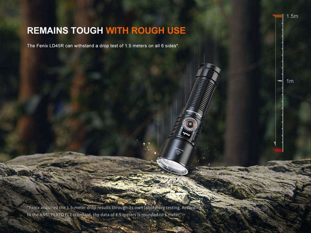 Senter LED Fenix LD45R Digital Focusing output 2800 lumens, tahan air, untuk petualangan outdoor