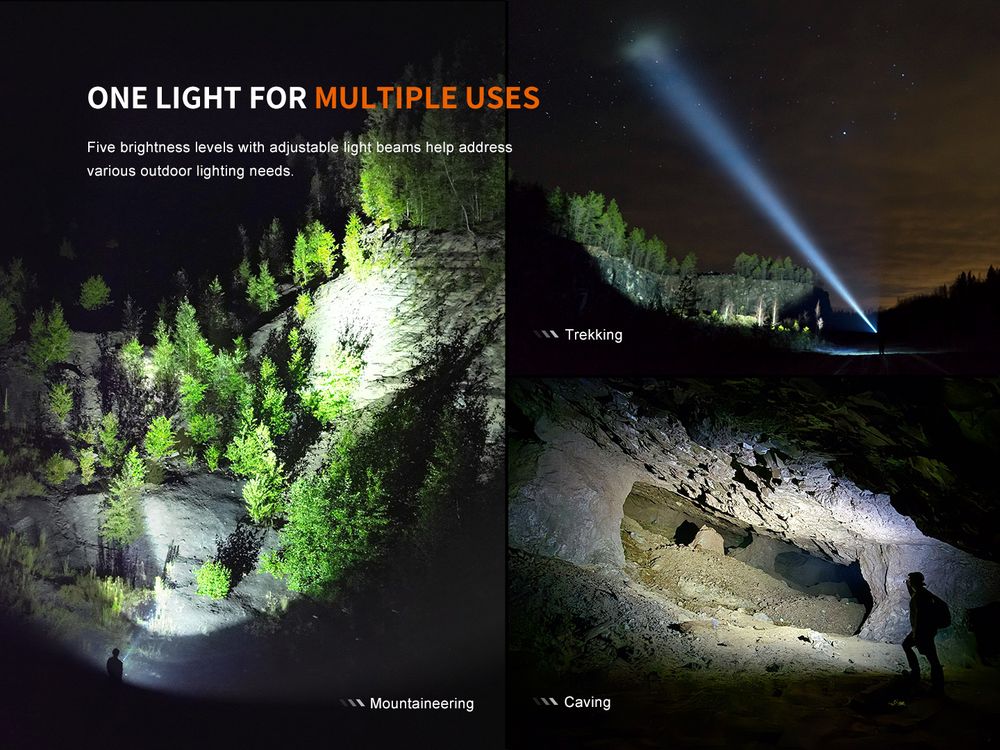 Senter LED Fenix LD45R Digital Focusing output 2800 lumens, tahan air, untuk petualangan outdoor