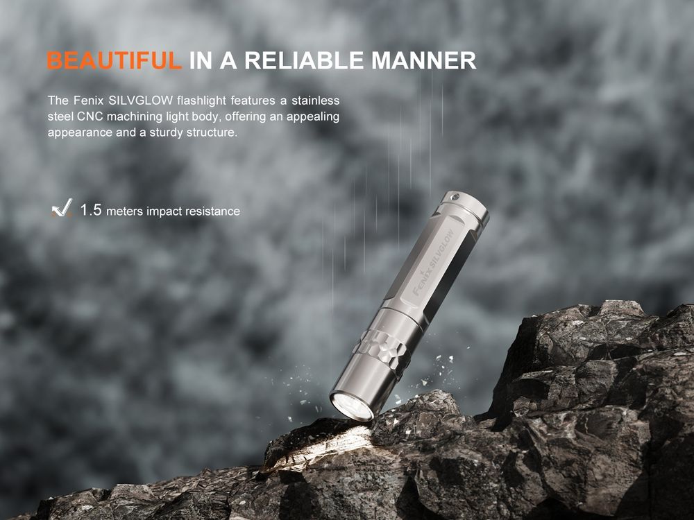 Fenix SILVGLOW – Senter Mini Gantung Kunci Elegan Limited Edition Stainless Steel