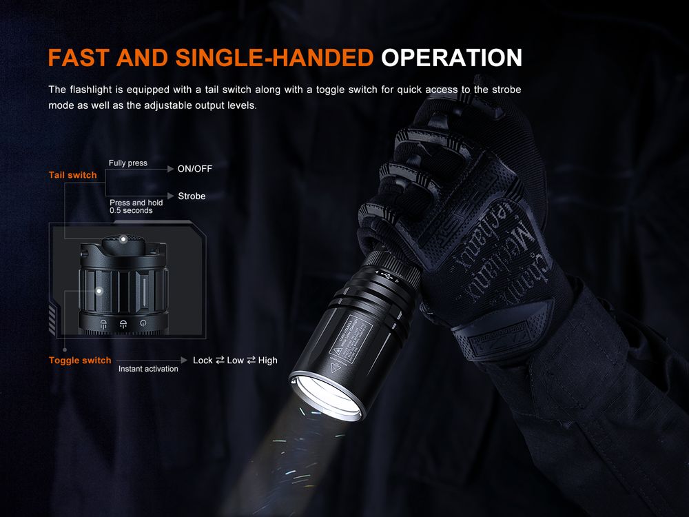 Senter taktis white laser Fenix TK30R dengan jarak 1500 meter
