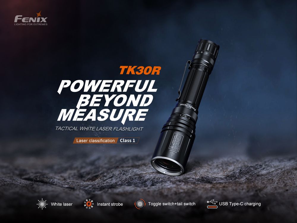 Senter taktis white laser Fenix TK30R dengan jarak 1500 meter
