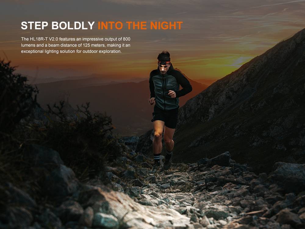 senter kepala Fenix HL18R-T V2.0 lightweight trail running headlamp