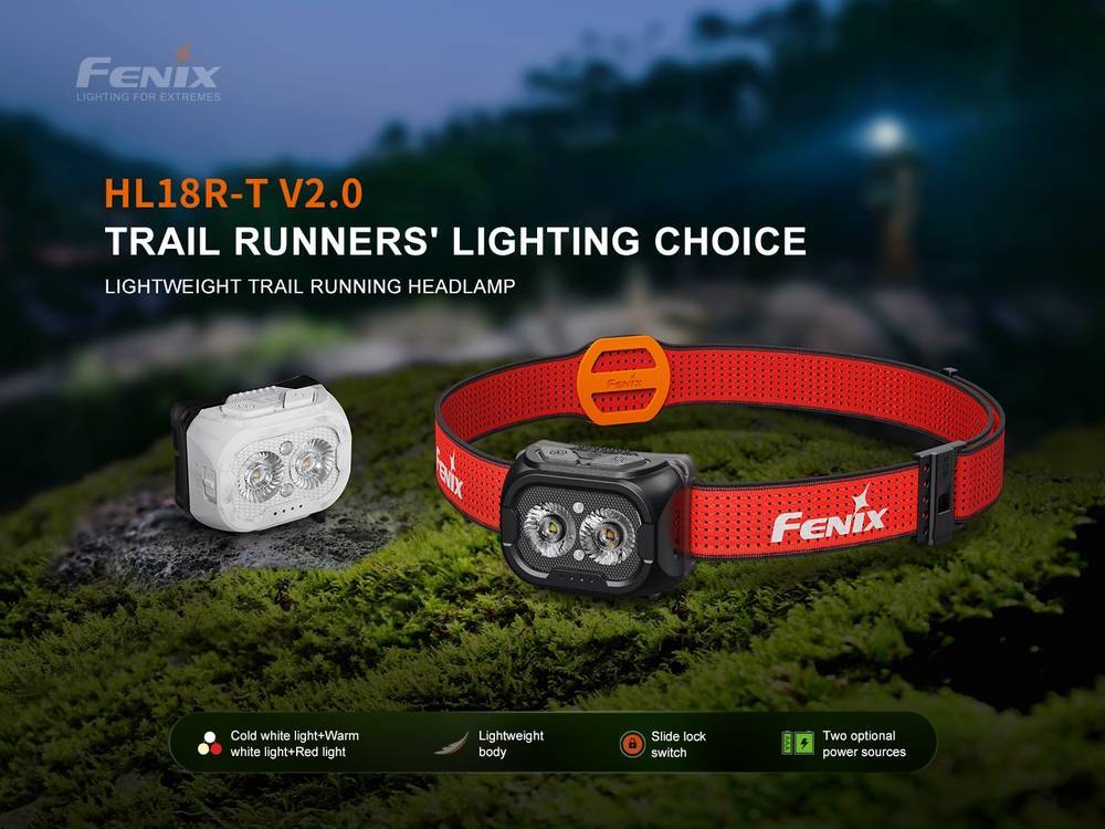 senter kepala Fenix HL18R-T V2.0 lightweight trail running headlamp