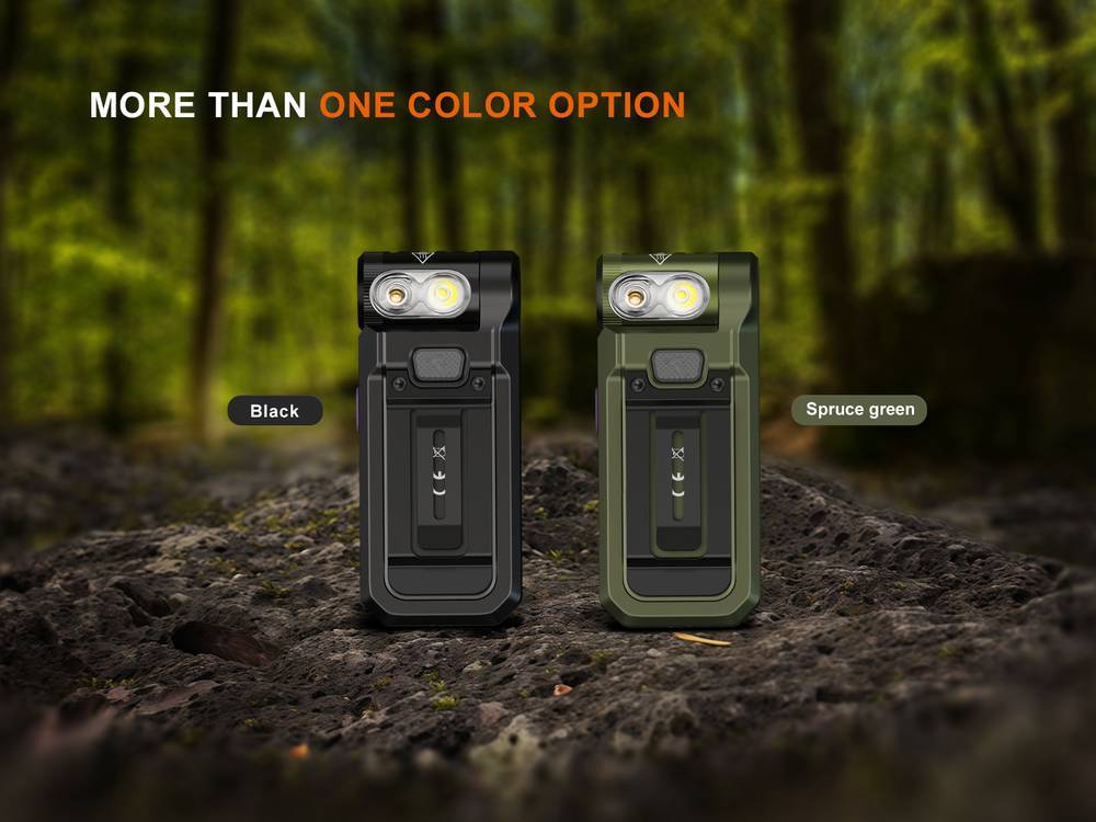 Senter Fenix SW05R-UV dengan cahaya UV dan klip badan
