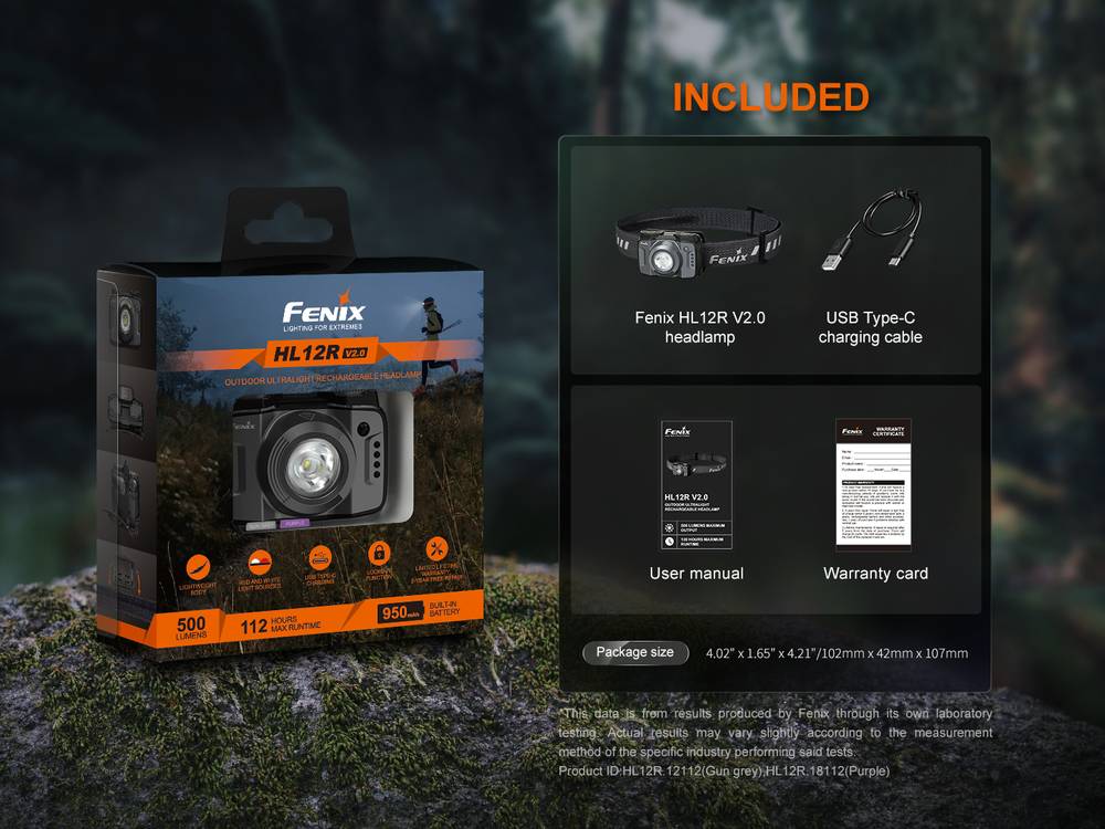 Senter Kepala outdoor rechargeable Fenix HL12R V2.0 500 Lumens