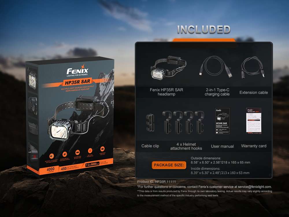 Senter kepala search & rescue Fenix HP35R
