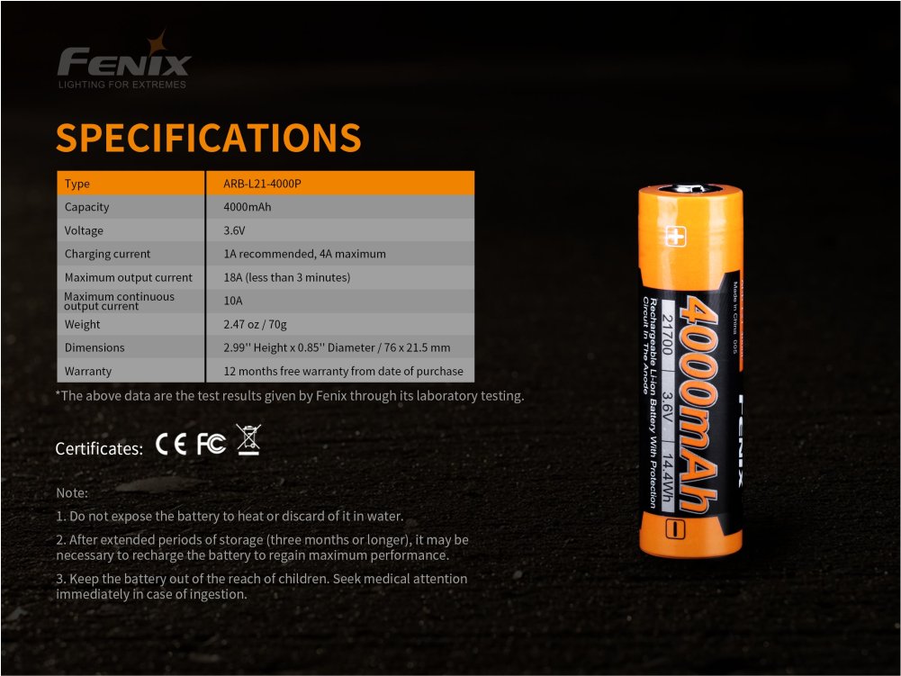 FENIX ARB-L21-4000P 21700 4000mAh