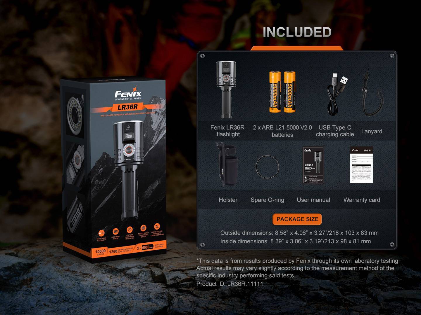Senter searchlight Fenix LR36R dengan white light laser