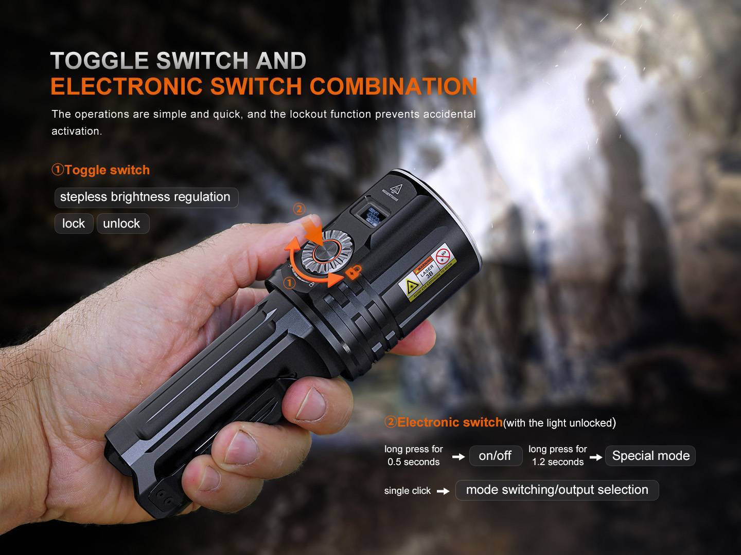 Senter searchlight Fenix LR36R dengan white light laser