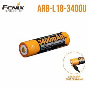 Baterai Lithium-ion Fenix ARB-L18-3400U 18650 dengan port USB