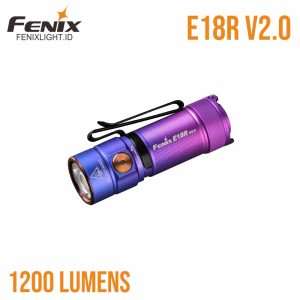 Senter Fenix E18R V2.0 Nebula isi ulang, desain kompak, fitur magnetik.