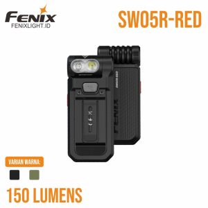Senter Fenix SW05R-RED dengan cahaya merah dan klip badan