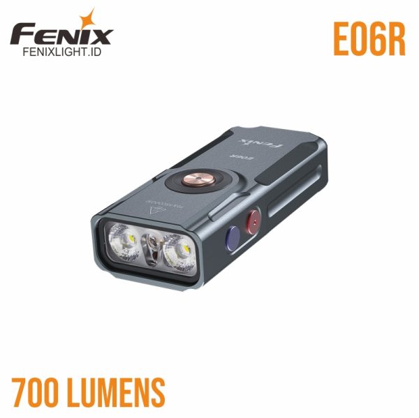 fenix e06r senter mini multifungsi cool white + ultraviolet + red laser + rgb ring