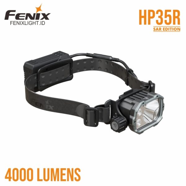 Fenix HP35R headlamp - 4000 lumens, 450m beam, rechargeable, USB-C, IP66 waterproof, search and rescue gear, LED lighting, professional outdoor equipment.