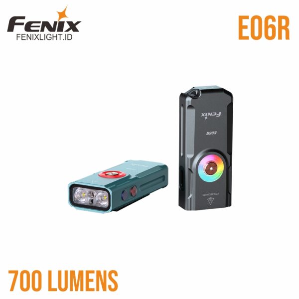 fenix e06r senter mini multifungsi cool white + ultraviolet + red laser + rgb ring