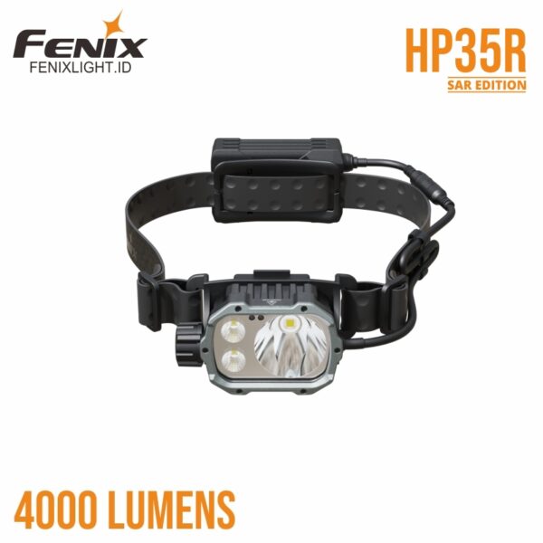 Fenix HP35R headlamp - 4000 lumens, 450m beam, rechargeable, USB-C, IP66 waterproof, search and rescue gear, LED lighting, professional outdoor equipment.