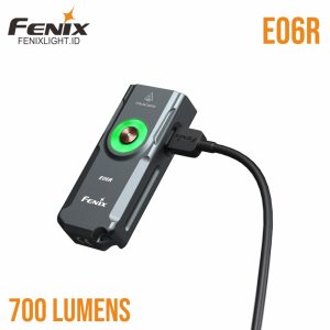 fenix e06r senter mini multifungsi cool white + ultraviolet + red laser + rgb ring