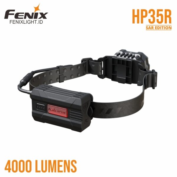 Fenix HP35R headlamp - 4000 lumens, 450m beam, rechargeable, USB-C, IP66 waterproof, search and rescue gear, LED lighting, professional outdoor equipment.