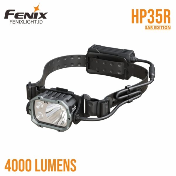 Fenix HP35R headlamp - 4000 lumens, 450m beam, rechargeable, USB-C, IP66 waterproof, search and rescue gear, LED lighting, professional outdoor equipment.
