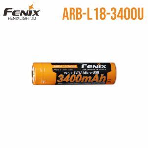 Baterai Lithium-ion Fenix ARB-L18-3400U 18650 dengan port USB