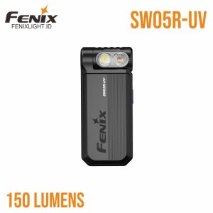 Senter Fenix SW05R-UV dengan cahaya UV dan klip badan