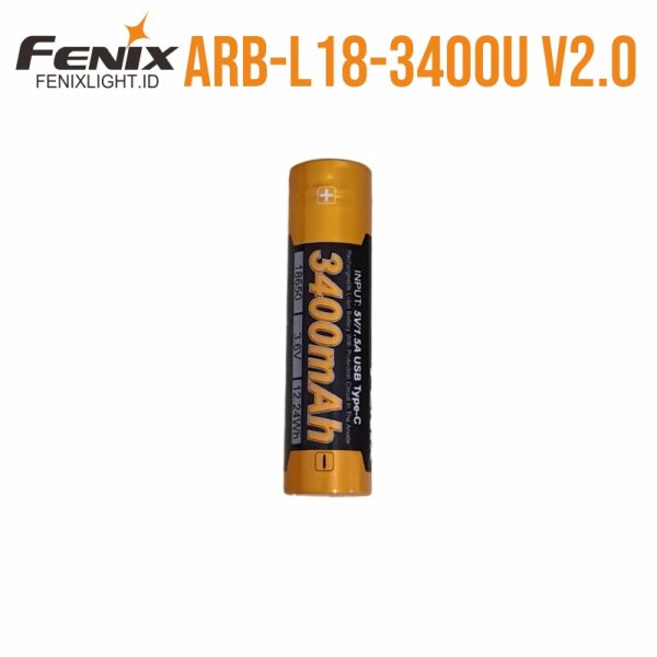 Baterai Lithium-ion Fenix ARB-L18-3400U V2.0 18650 dengan port USB