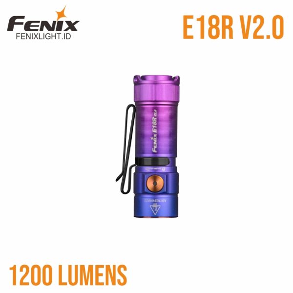 Senter Fenix E18R V2.0 Nebula isi ulang, desain kompak, fitur magnetik.