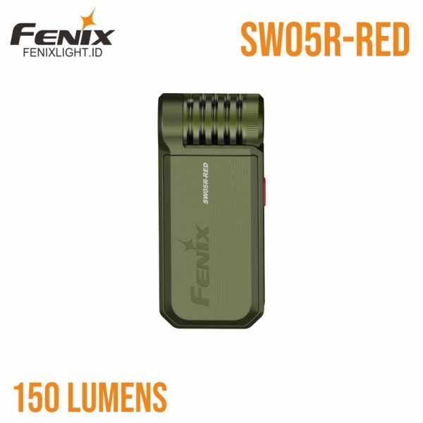 Senter Fenix SW05R-RED dengan cahaya merah dan klip badan