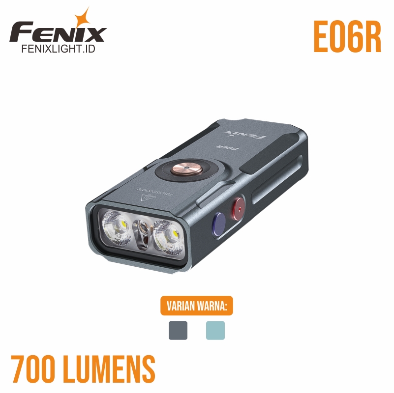 fenix e06r senter mini multifungsi cool white + ultraviolet + red laser + rgb ring