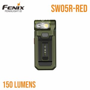 Senter Fenix SW05R-RED dengan cahaya merah dan klip badan