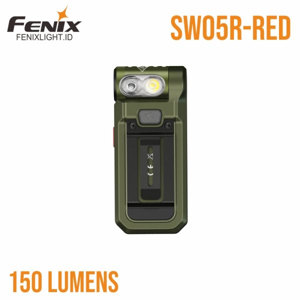Senter Fenix SW05R-RED dengan cahaya merah dan klip badan