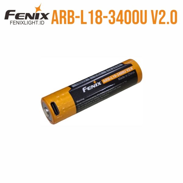 Baterai Lithium-ion Fenix ARB-L18-3400U V2.0 18650 dengan port USB