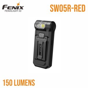 Senter Fenix SW05R-RED dengan cahaya merah dan klip badan